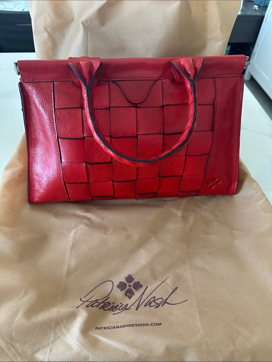 Patricia Nash Handbags - Patricia Nash Red Woven Leather Satchel
